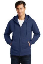 Port & Company® Adult Unisex Fan Favorite 8.5-ounce, 80/20 Cotton Poly Fleece Full-Zip Hooded Sweatshirt